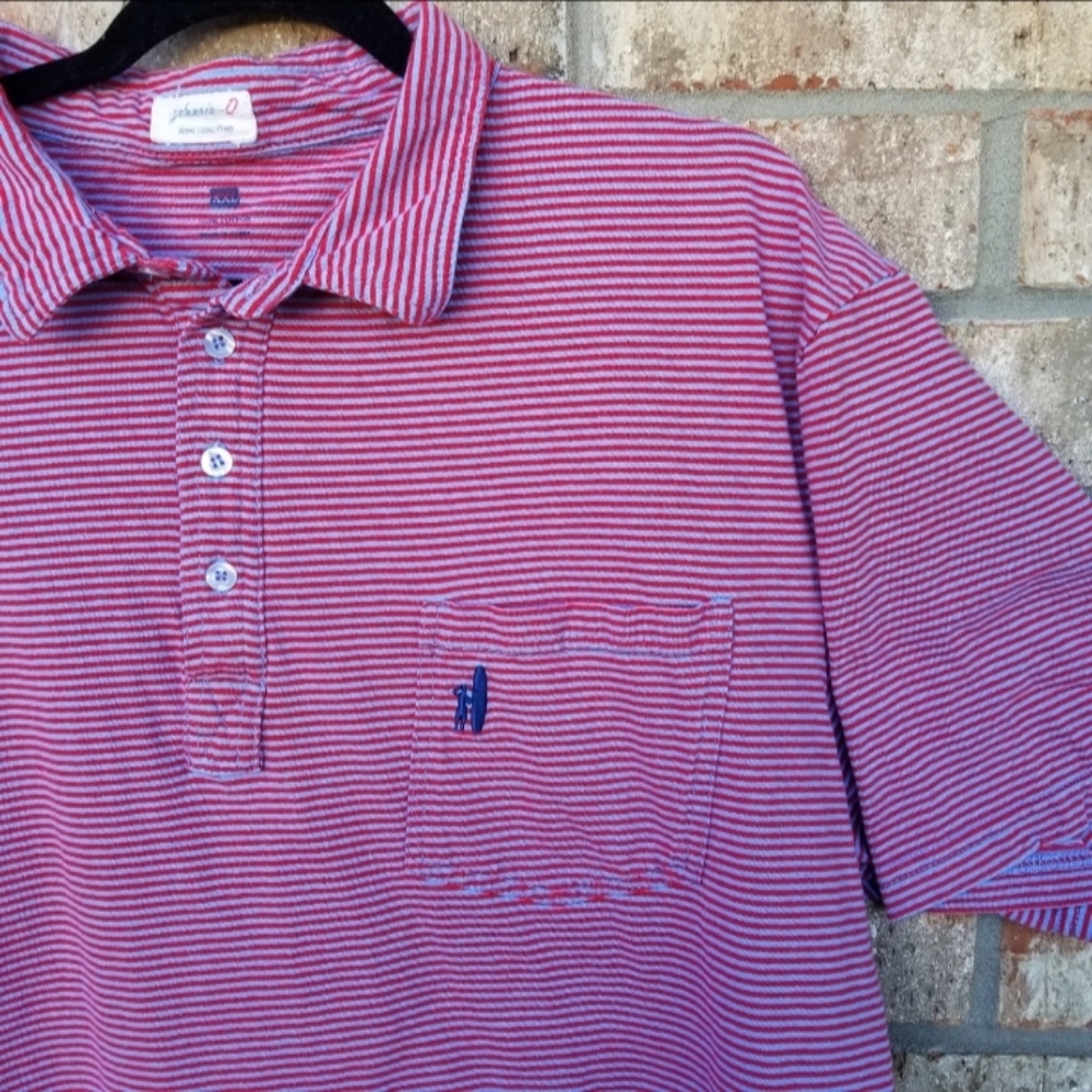 Johnnie O Polo BLUE/RED Striped Golf Shirt (Men XXL/2X) Short Sleeve Soft Cotton - Picture 2 of 10